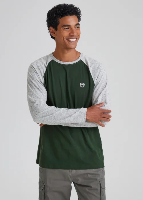Grey Raglan Long Sleeve T-Shirt - Small Image 1