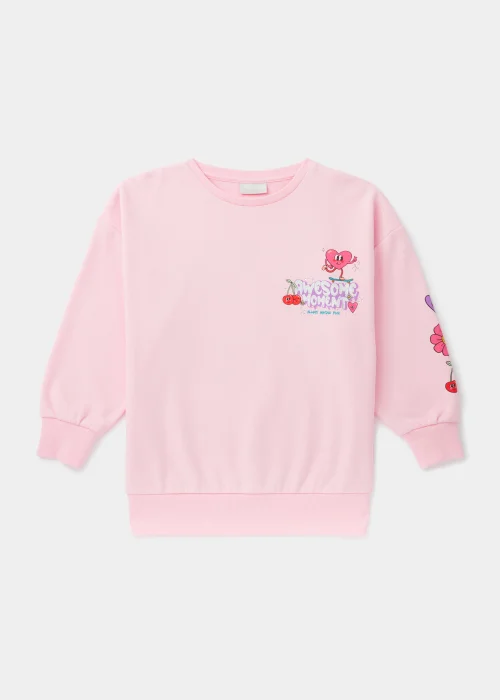 Girls Pink Awesome Sweatshirt (4-13yrs) - Age 4 Years Image 1