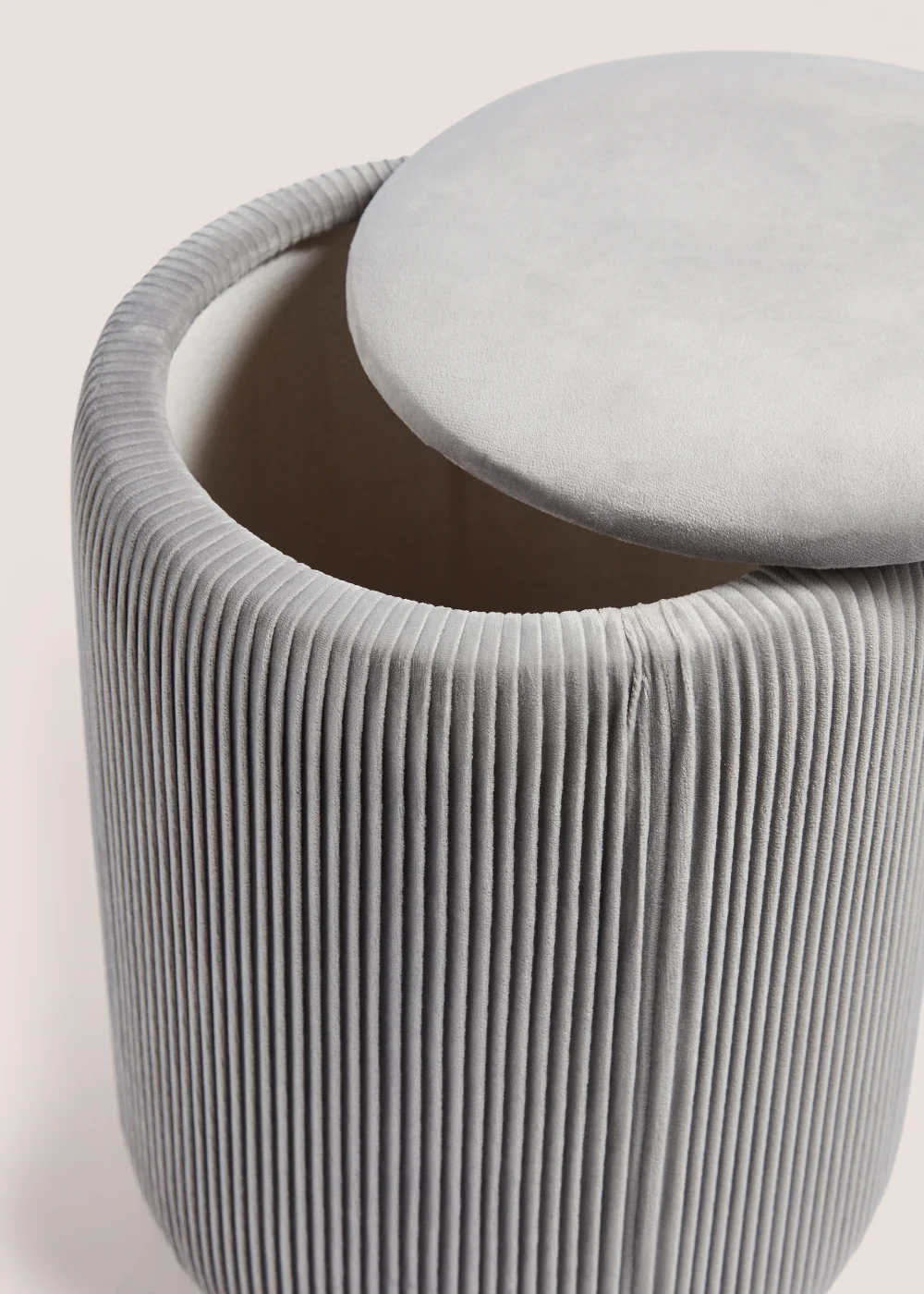 Grey Velvet Storage Pouffe Image 2