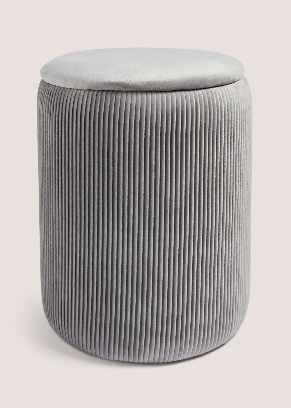 Grey Velvet Storage Pouffe Image 1