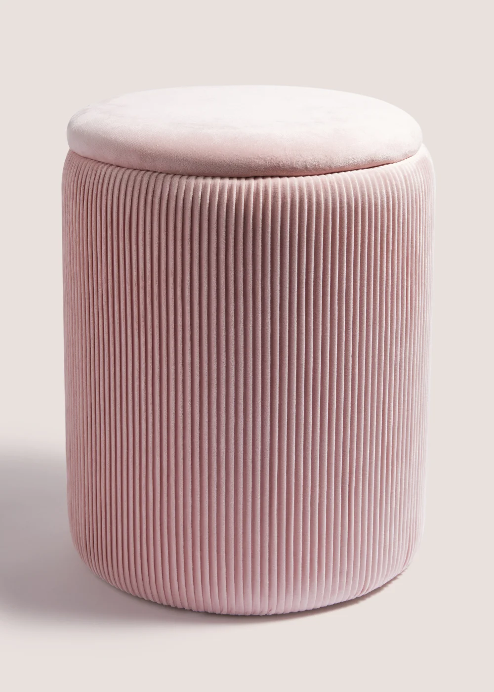 Pink Velvet Storage Pouffe Image 1