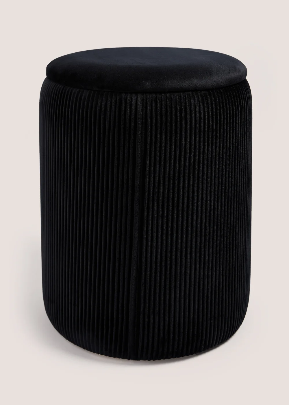 Black Velvet Storage Pouffe (33cm x 33cm x 40cm) Image 1