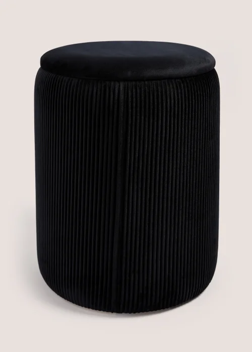 Black Velvet Storage Pouffe (33cm x 33cm x 40cm) Image 1