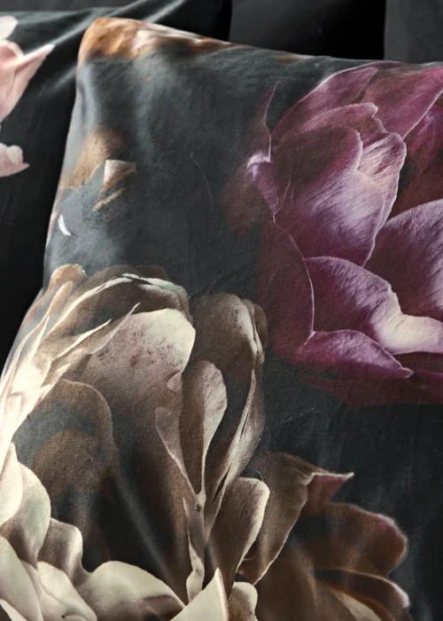 Black Floral Print Velvet Duvet Cover - Double Image 2