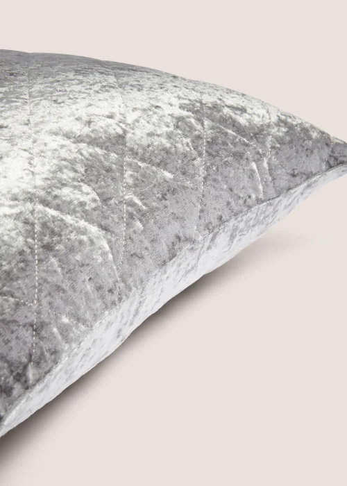 Silver Quilted Crushed Velvet Cushion (43cm x 43cm) Image 2