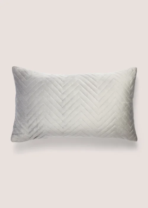 Grey Velvet Quilted Cushion Image 1