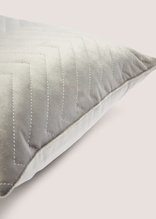 Grey Velvet Quilted Cushion Image 2