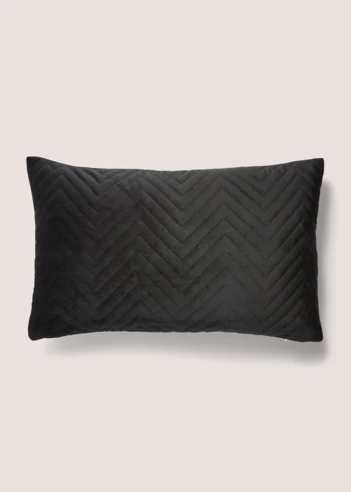 Black Velvet Quilted Cushion Image 1