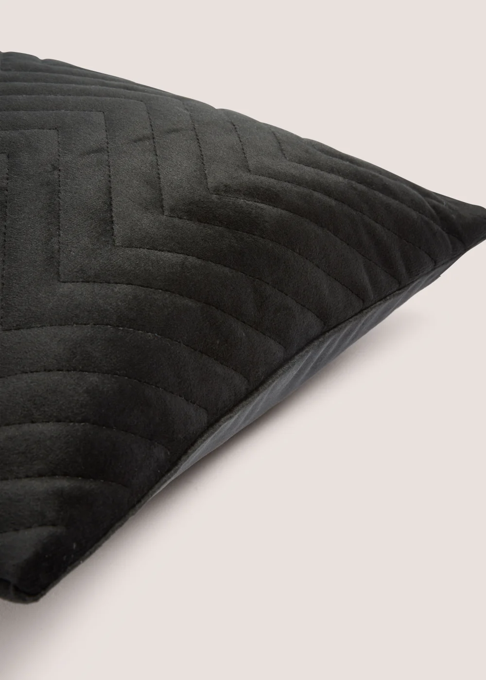 Black Velvet Quilted Cushion Image 2