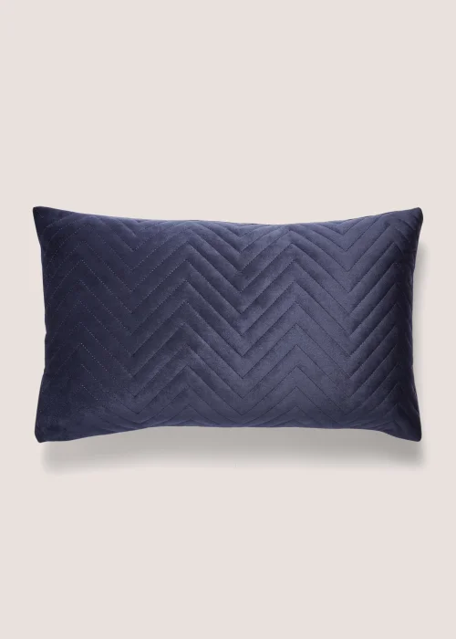 Navy Velvet Quilted Cushion Image 1