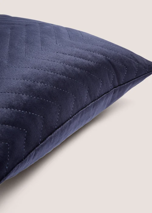 Navy Velvet Quilted Cushion Image 2