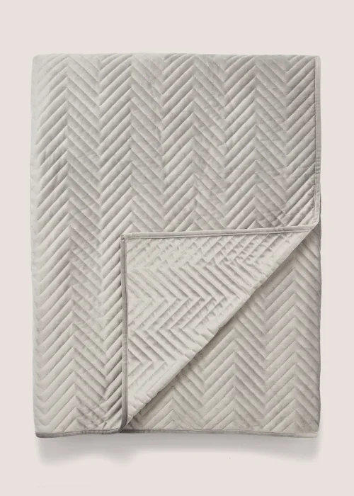 Grey Velvet Quilted Bedspread (235cm x 235cm) Image 1
