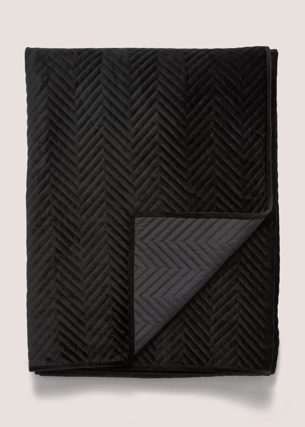 Black Velvet Quilted Bedspread (235cm x 235cm) Image 1