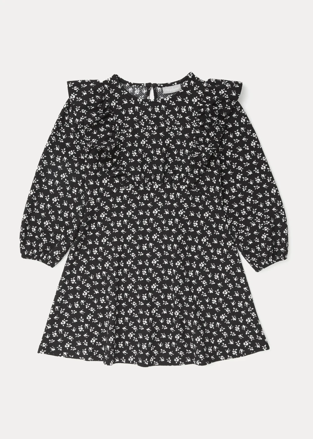 Girls Black & White Floral Print Crinkle Dress (4-13yrs) - 4 Yrs Image 1