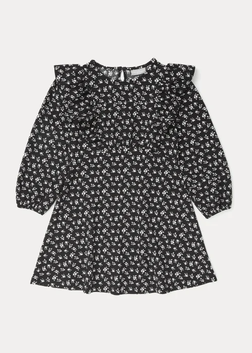 Girls Black & White Floral Print Crinkle Dress (4-13yrs) - 4 Yrs Image 1