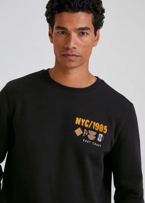 Black New York Embroidered Sweatshirt - Small Image 3