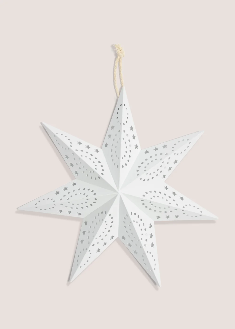 White Metal Medium Christmas Hanging Star (20cm x 40cm x 40cm) Image 1