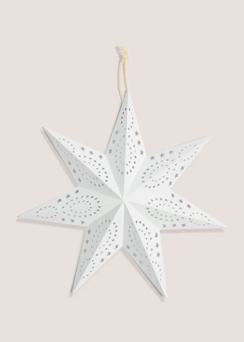 White Metal Medium Christmas Hanging Star (20cm x 40cm x 40cm) Image 1