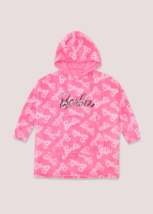 Kids Pink Barbie Print Snuggle Hoodie (4-13yrs) - Age 4 - 6 Years Image 1