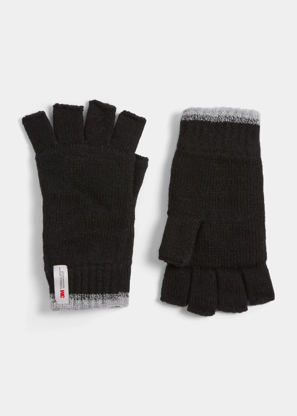 Black Thinsulate Fingerless Gloves - One Size Image 1