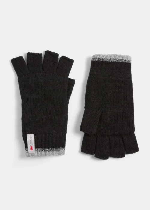 Black Thinsulate Fingerless Gloves - One Size Image 1