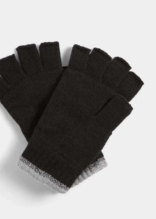Black Thinsulate Fingerless Gloves - One Size Image 2