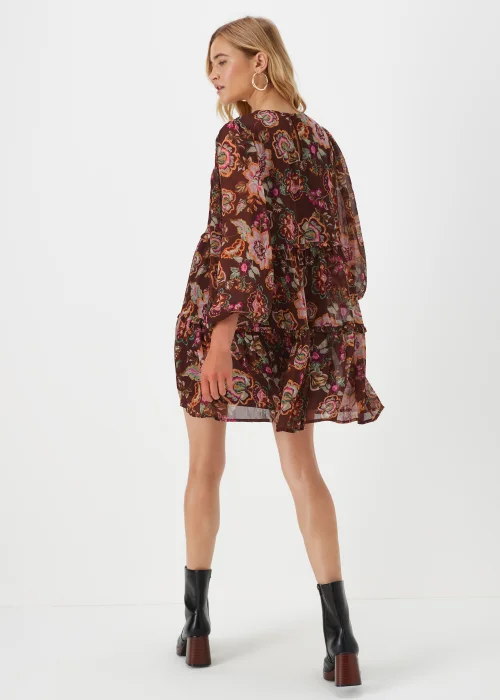 Papaya Petite Brown Floral Chiffon Mini Dress - Size 6 Image 2