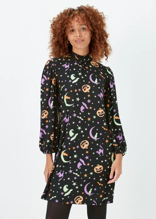 Black Stars & Cats Super Soft Mini Dress - 8 Image 1