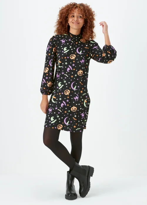 Black Stars & Cats Super Soft Mini Dress - 8 Image 4