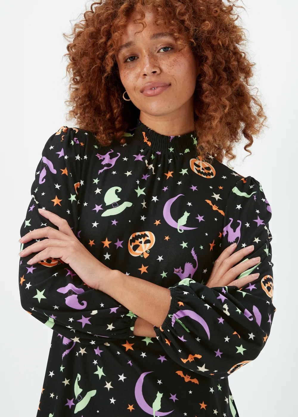 Black Stars & Cats Super Soft Mini Dress - 8 Image 3