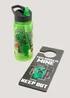 Kids Minecraft Water Bottle & Door Hanger Set Image 2