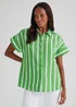 Green Stripe Short Sleeve Shirt - Size 8 Image 1