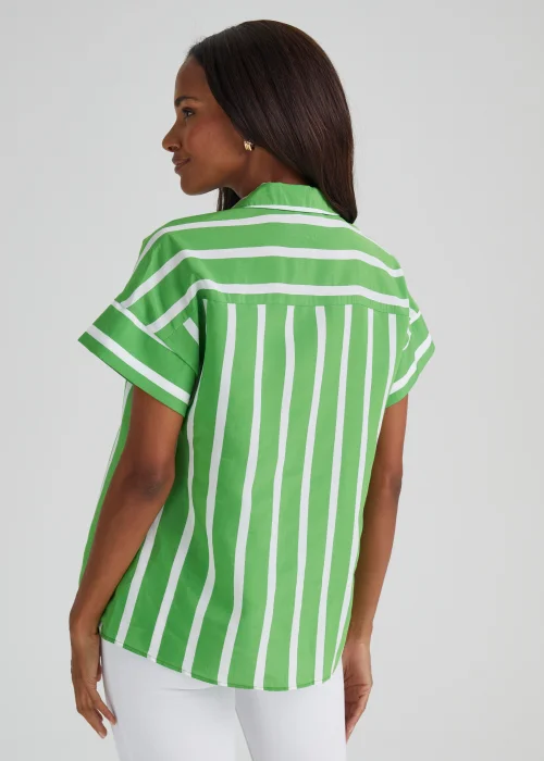 Green Stripe Short Sleeve Shirt - Size 8 Image 2