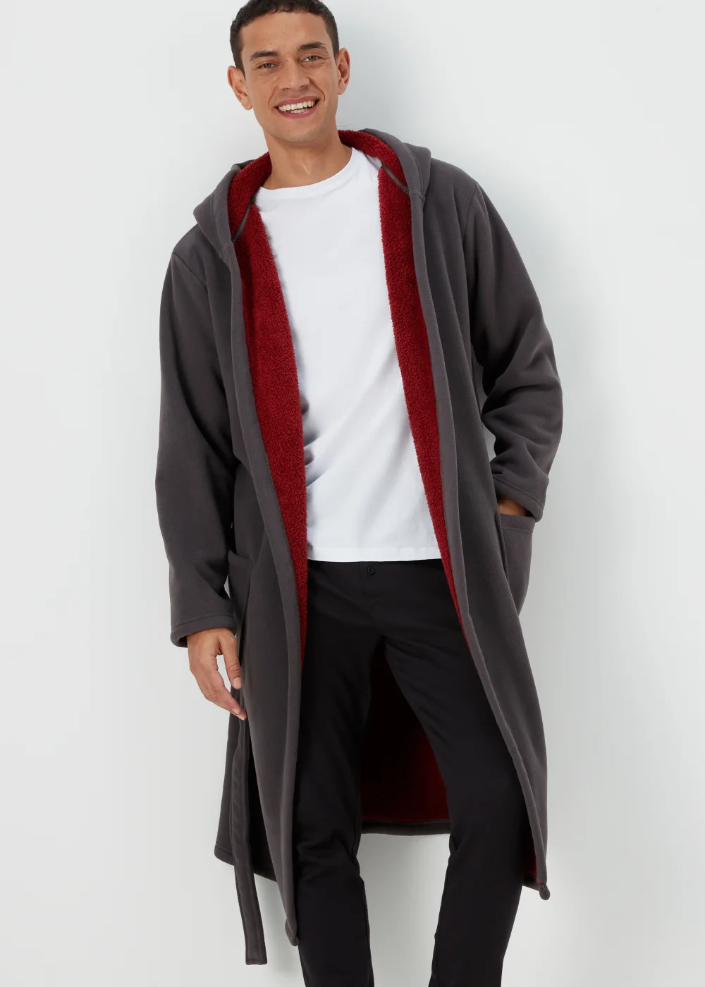 Grey Bonded Dressing Gown - Small Image 3