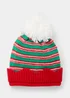 Red & Green Christmas Elf Baby Bobble Hat (Newborn-2yrs) - Age 0 - 3 Months Image 1