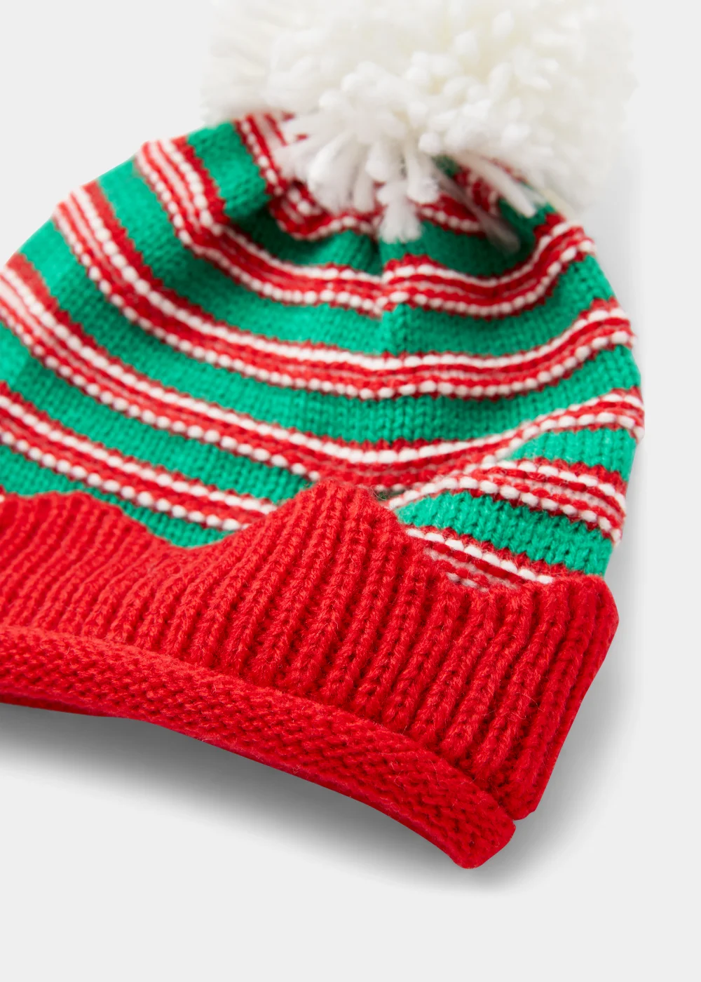 Red & Green Christmas Elf Baby Bobble Hat (Newborn-2yrs) - Age 0 - 3 Months Image 2