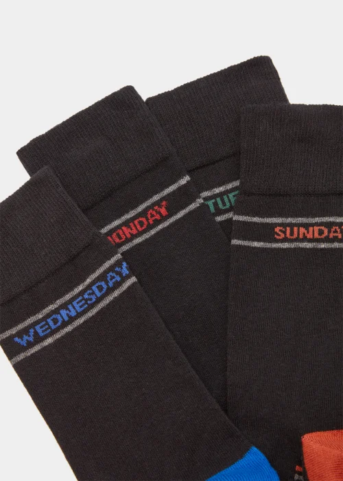 7 Pack Black Days of the Week Socks - Sizes 6 - 8.5 Image 2