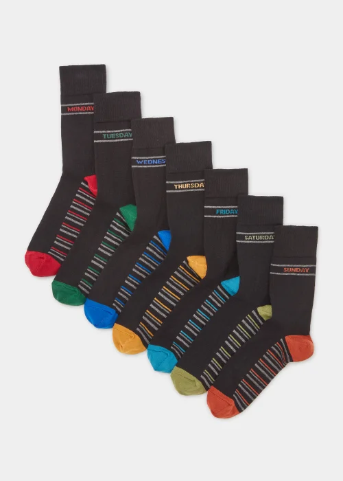 7 Pack Black Days of the Week Socks - Sizes 6 - 8.5 Image 1
