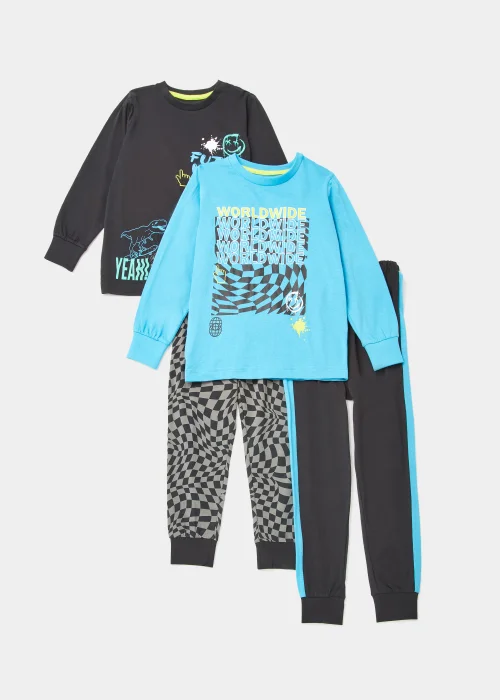 Kids 2 Pack Dinosaur Worldwide Pyjama Sets (4-13yrs) - Age 4 Years Image 1