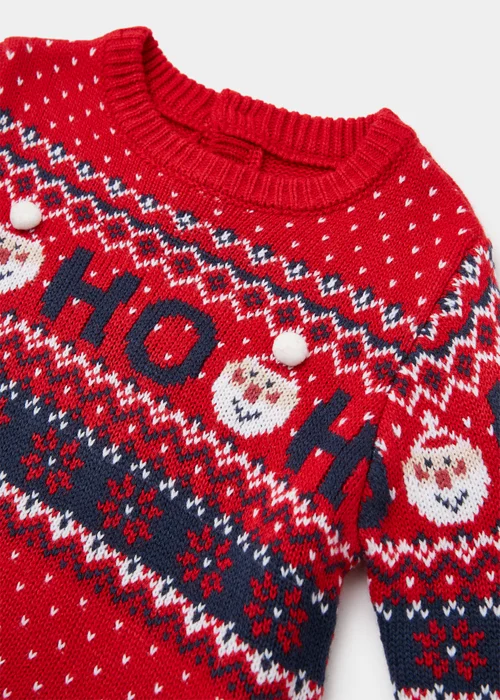 Boys Mini Me Red Christmas Santa Knitted Jumper (9mths-4yrs) - Age 9 - 12 Months Image 2