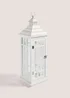 White Medium Wood & Metal Lantern Image 1