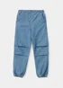 Girls Light Wash Denim Parachute Trousers (9mths-6yrs) - Age 9 - 12 Months Image 1