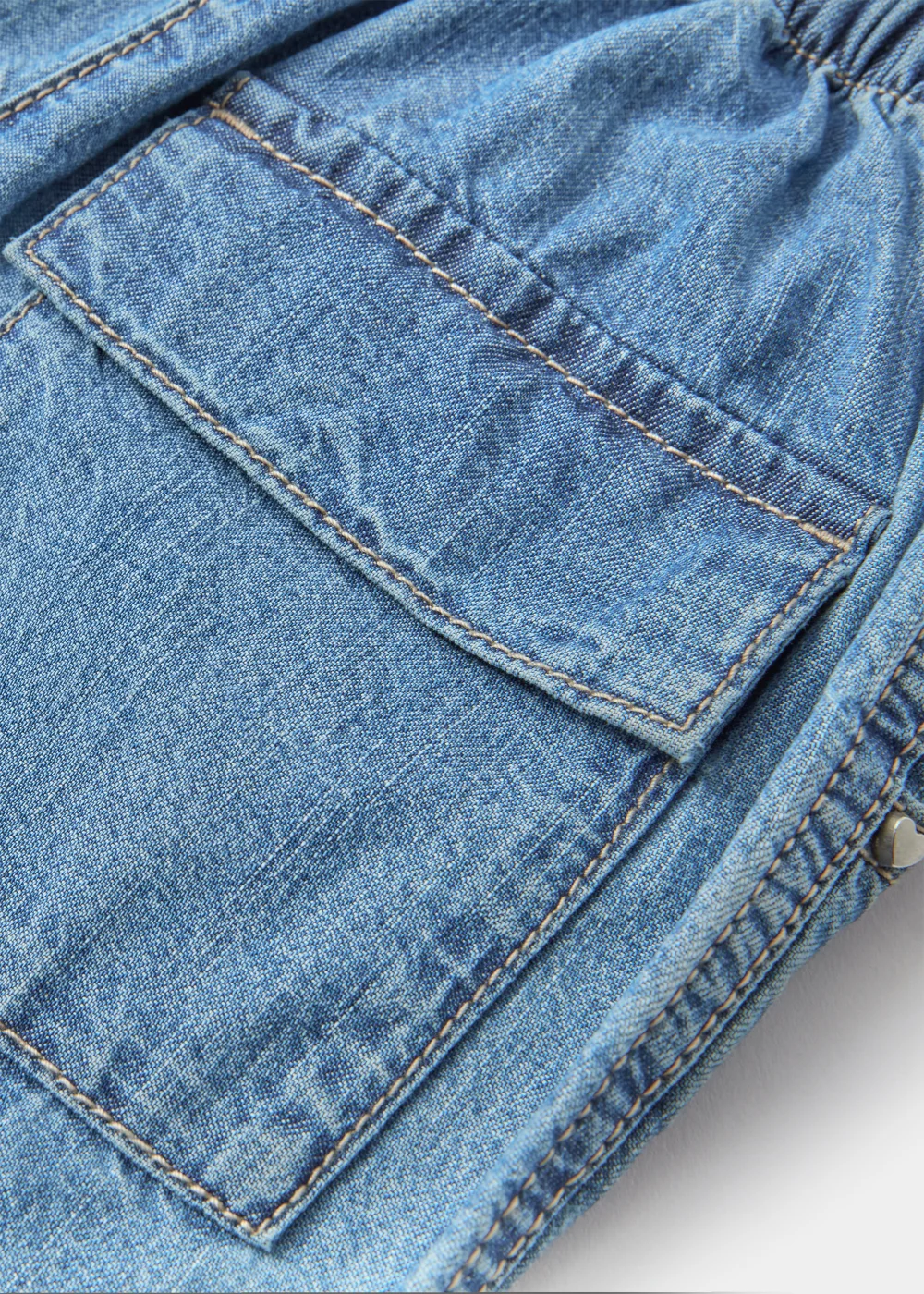 Girls Light Wash Denim Parachute Trousers (9mths-6yrs) - Age 9 - 12 Months Image 2