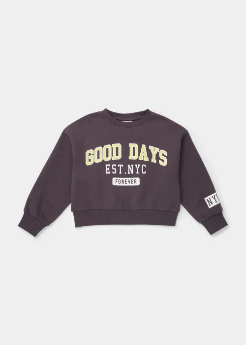 Girls Charcoal Good Days Sweatshirt (4-15yrs) - 4 Yrs Image 1