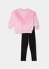 Girls Pink Organza Sweatshirt & Black Leggings Set (4-13yrs) - Age 4 Years Image 1