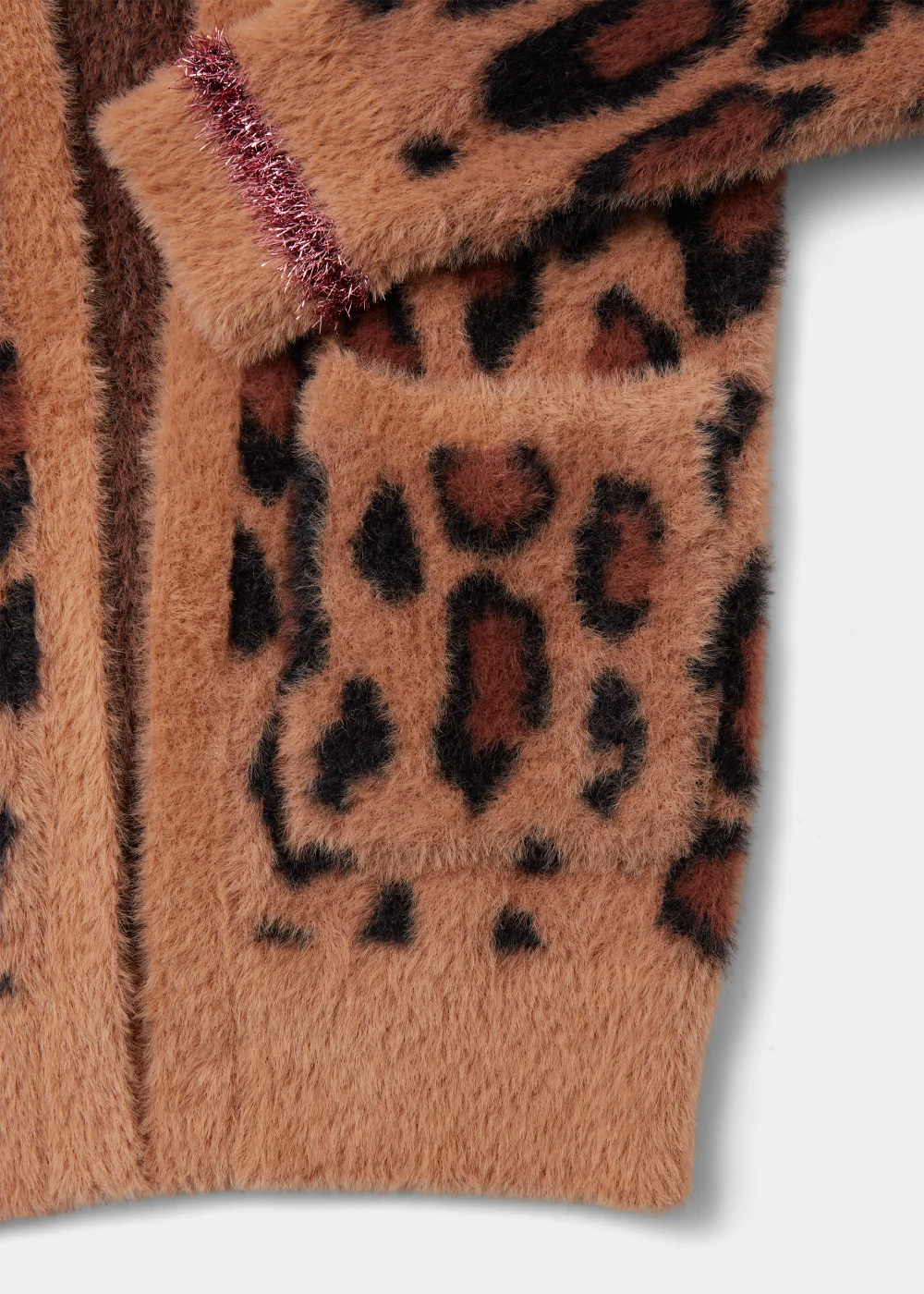 Girls Brown Leopard Print Fluffy Cardigan (4-13yrs) - 4 Yrs Image 2