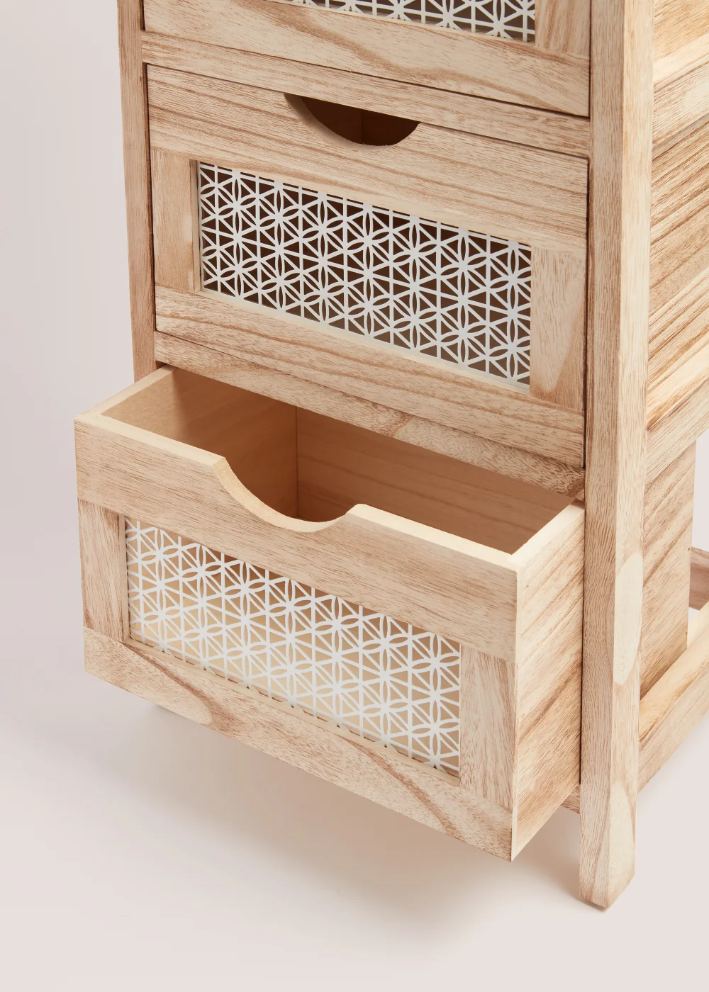 Natural Metal Wood 3 Drawers (63cm x 35cm x 25cm) Image 2