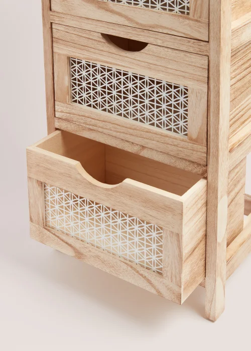 Natural Metal Wood 3 Drawers (63cm x 35cm x 25cm) Image 2
