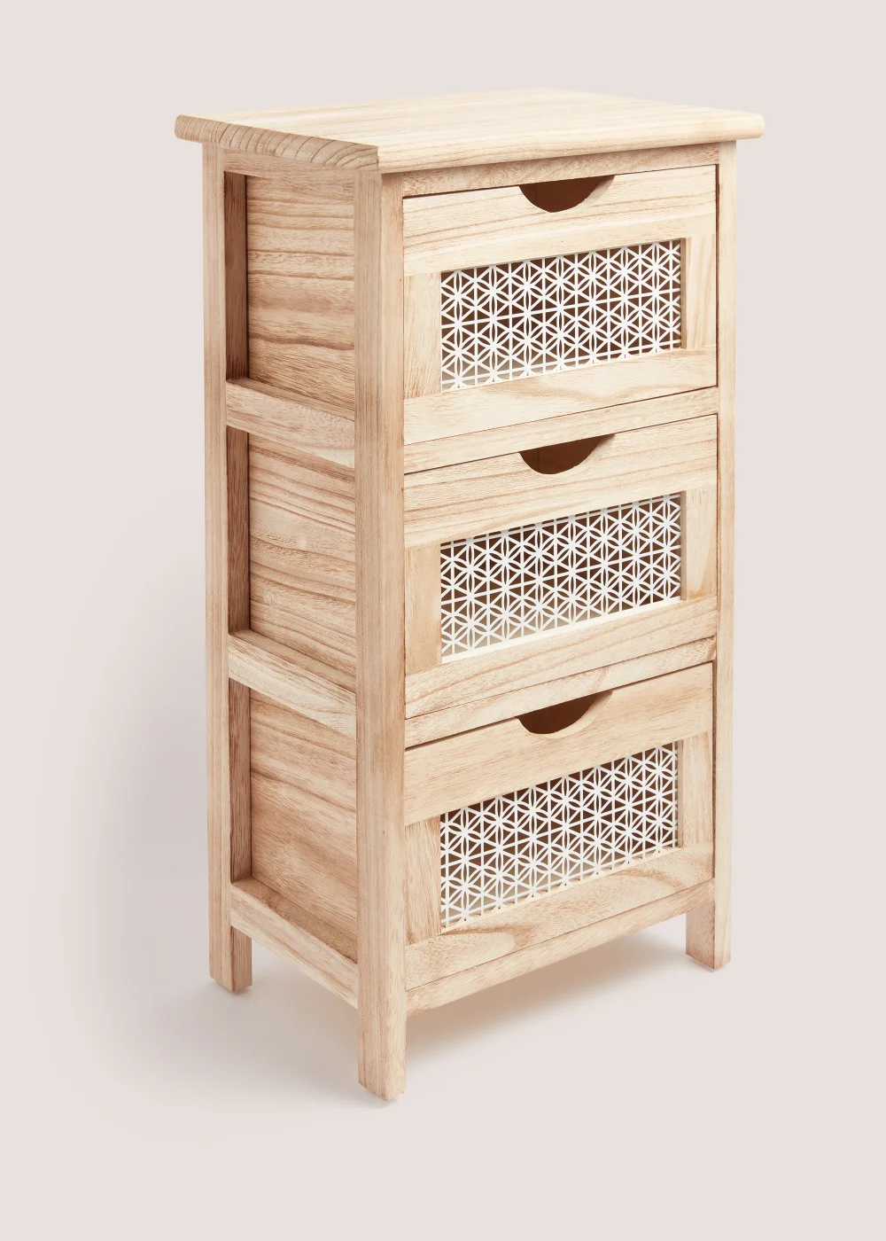 Natural Metal Wood 3 Drawers (63cm x 35cm x 25cm) Image 1