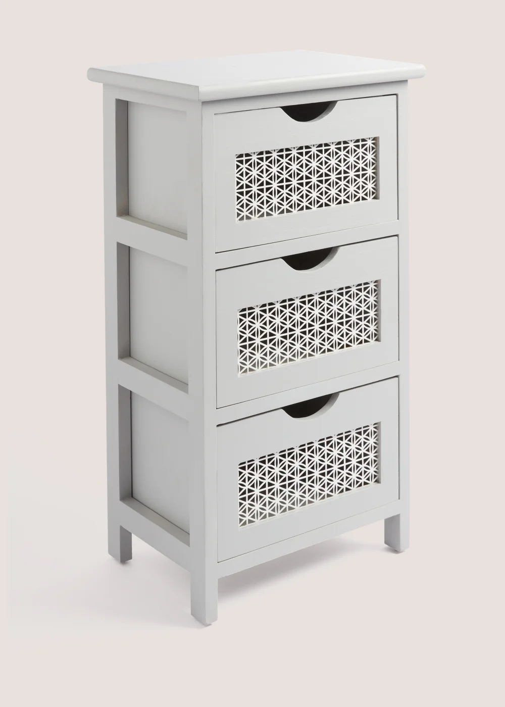 Grey Metal Wood 3 Drawers (63cm x 35cm x 25cm) Image 1